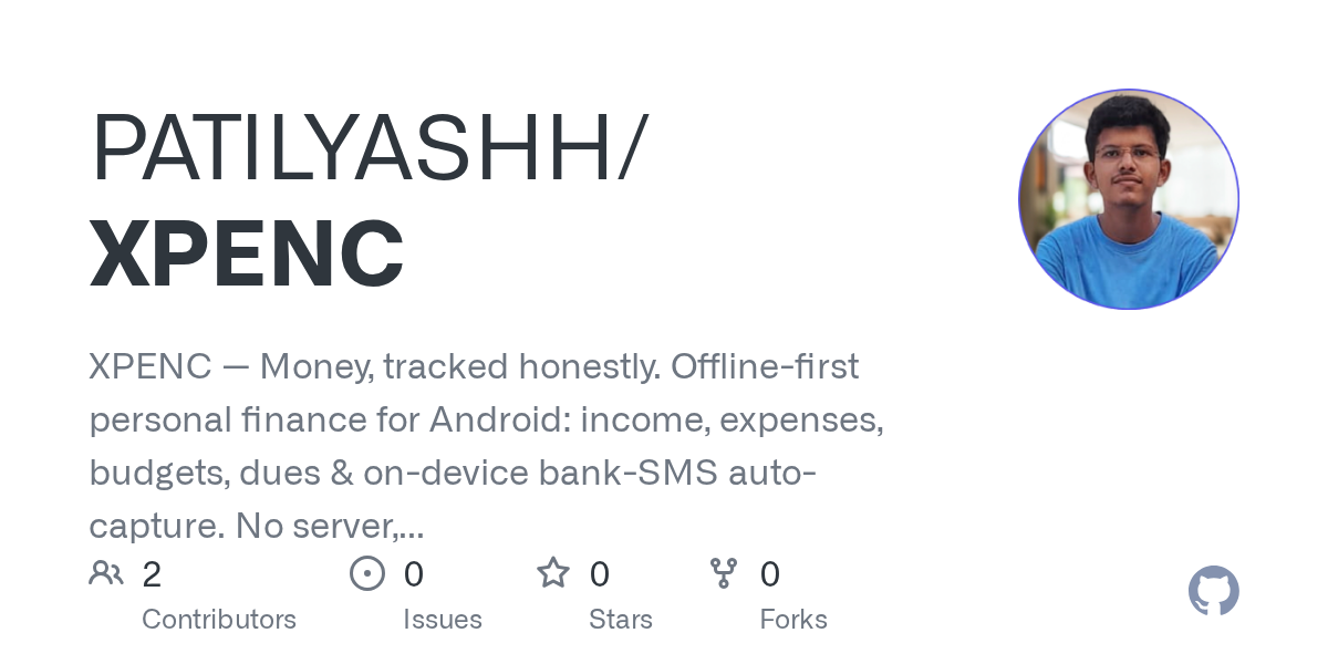 XPENC - offline-first personal finance app for Android, published on F-Droid